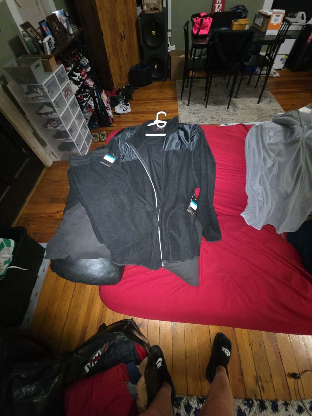 Galaxy by Harvic Men's Black Full Zip Fleece Jacket and Sweatpants Matching Set